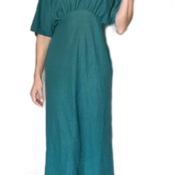 Zara Emerald Green Rustic Flowy Dress Size Small - Picture 3 of 12